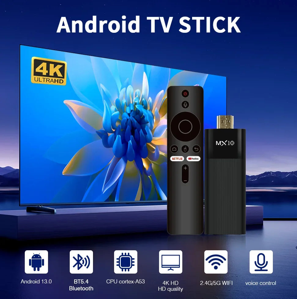 4K MX10 F3 PRO TV Stick 4k Fire TV Stick  TV Remote Control Android TV Stick Quad Core Firestick 4k