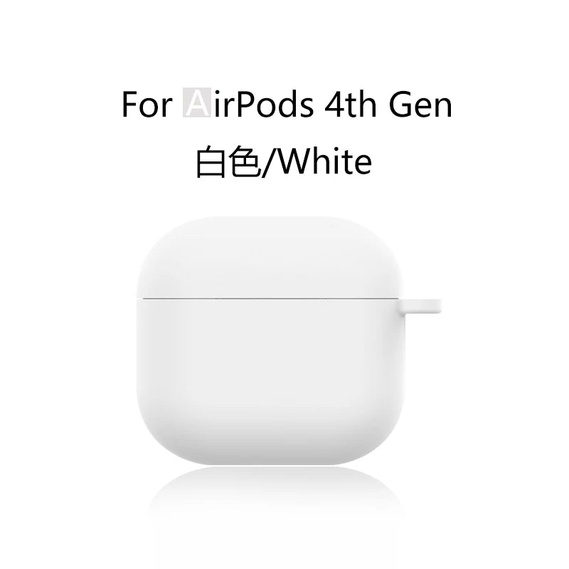 for 2024 AirPods 4 earbuds Solid color Earphone Protector cases with keychain liquid silicone soft for New AirPods 4 ANC Cases