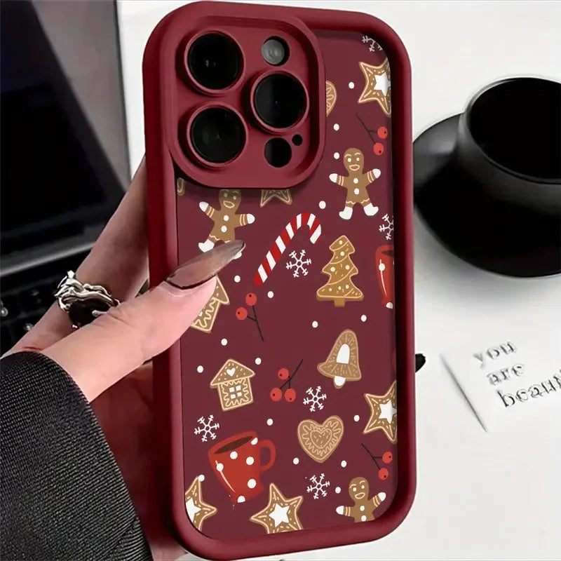Cute Christmas Theme Pattern Phone Case For Samsung S25 S24 S23 S22 S21 S20 Ultra Plus FE A15 A35 A54 A55 Creative Design Cover