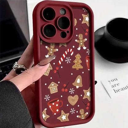 Cute Christmas Theme Pattern Phone Case For Samsung S25 S24 S23 S22 S21 S20 Ultra Plus FE A15 A35 A54 A55 Creative Design Cover