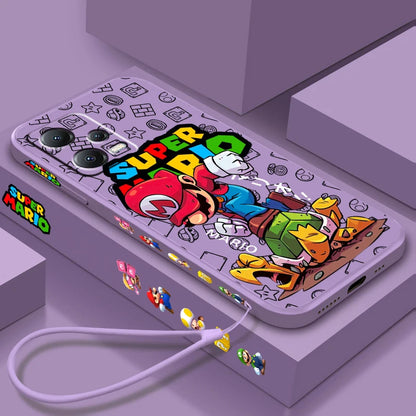 S-Super M-Marios B-Bros Liquid Left Rope For Xiaomi Redmi Note 13 12 12S 12R 11 11T 11S 10 10S Pro Plus 5G Back Phone Case