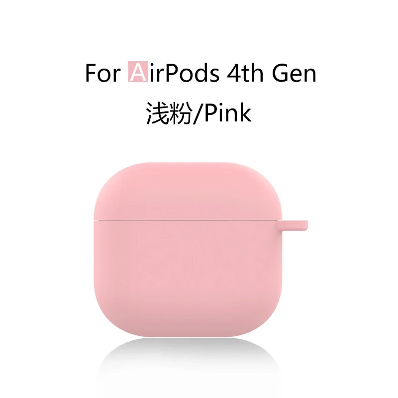 for 2024 AirPods 4 earbuds Solid color Earphone Protector cases with keychain liquid silicone soft for New AirPods 4 ANC Cases