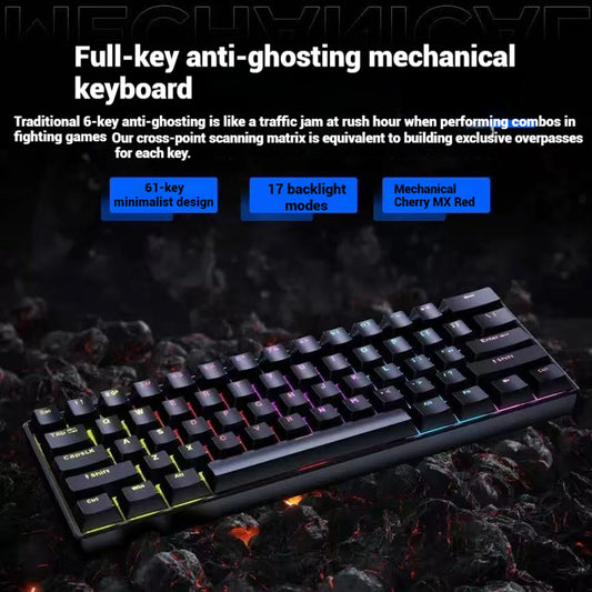 2026 New USB Gaming Mechanical Mini Keyboard Red Switch RGB Backlit 61 Keys Wired Feel for Game/Office