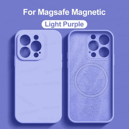 Liquid Silicone For Magsafe Magnetic Case For iPhone 16 15 14 12 11 13 Pro Max 16 Plus Wireless Charging Cover Phone Accessories