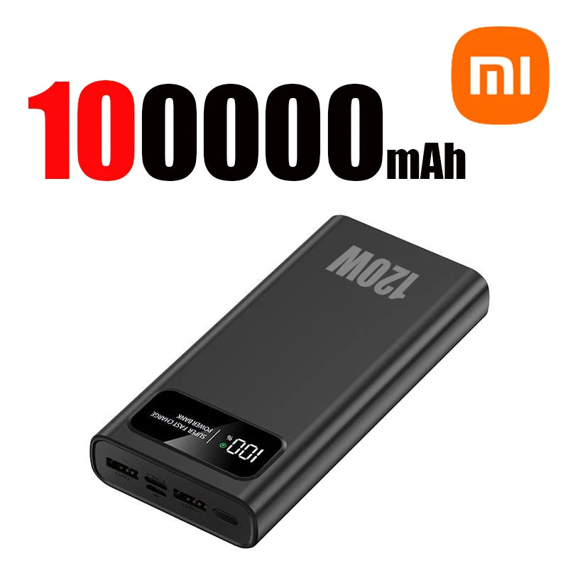 Xiaomi 120W Super Fast Charging 200000mAh High Capacity Power Bank Battery Digital Display Power Bank For Iphone Samsung Huawei