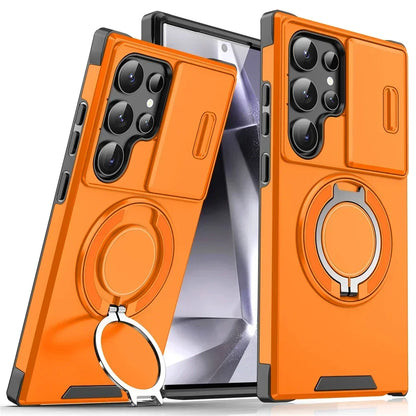 Armor Magnetic Bracket Case for Samsung S25 S24 S22 S21 S23 S20 Ultra Plus FE Slide Camera Protection Shockproof Cover