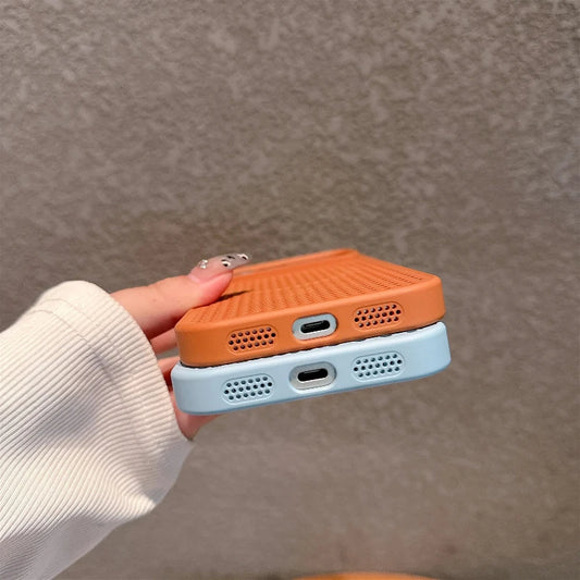 Heat Dissipation Mesh For Magsafe Wireless Charging Case For iPhone 17 16 15 14 Plus 13 12 Pro Max 17 Air Breathable Hard Cover