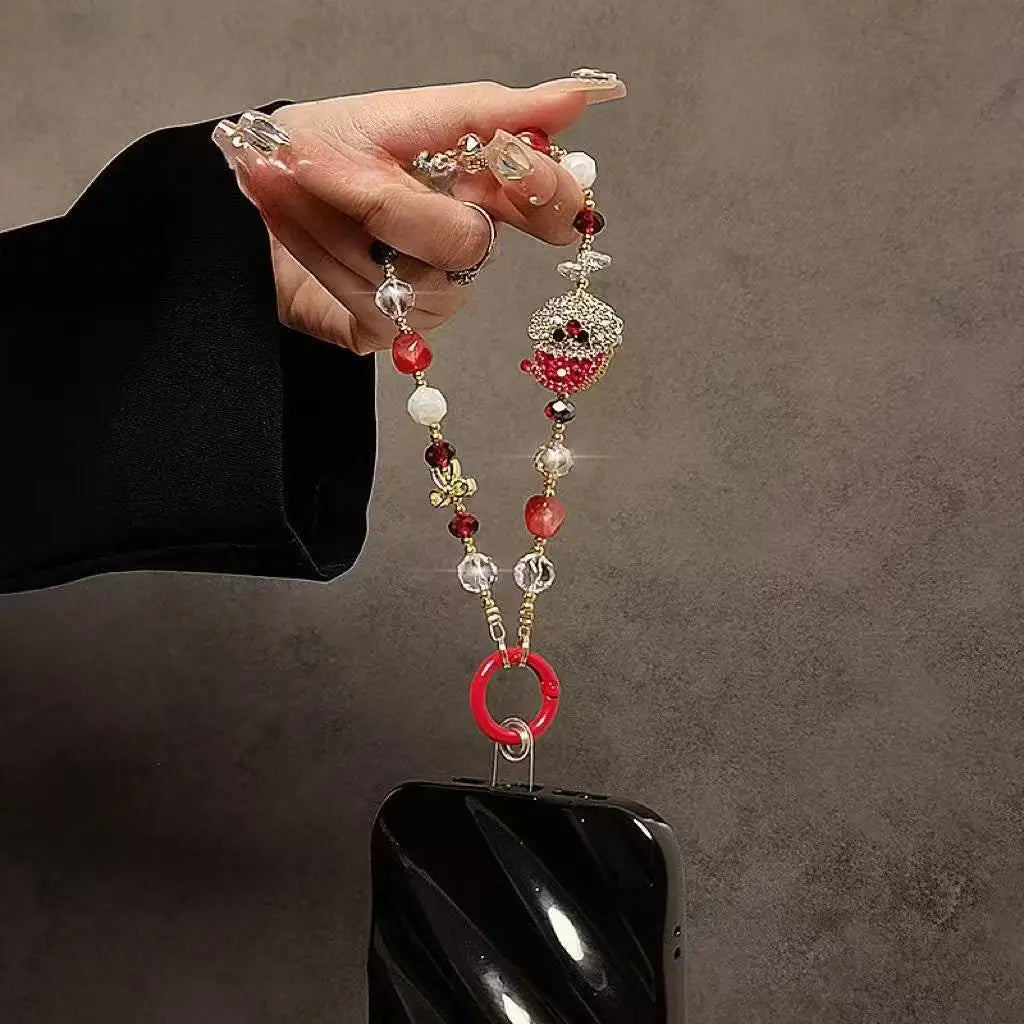 Cute Christmas Phone Chain Pendant Wrist Strap Anti-lost Lanyard Festival For iPhone Decorative Strap Bracelet Phone Accessories