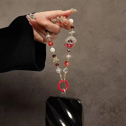 Cute Christmas Phone Chain Pendant Wrist Strap Anti-lost Lanyard Festival For iPhone Decorative Strap Bracelet Phone Accessories