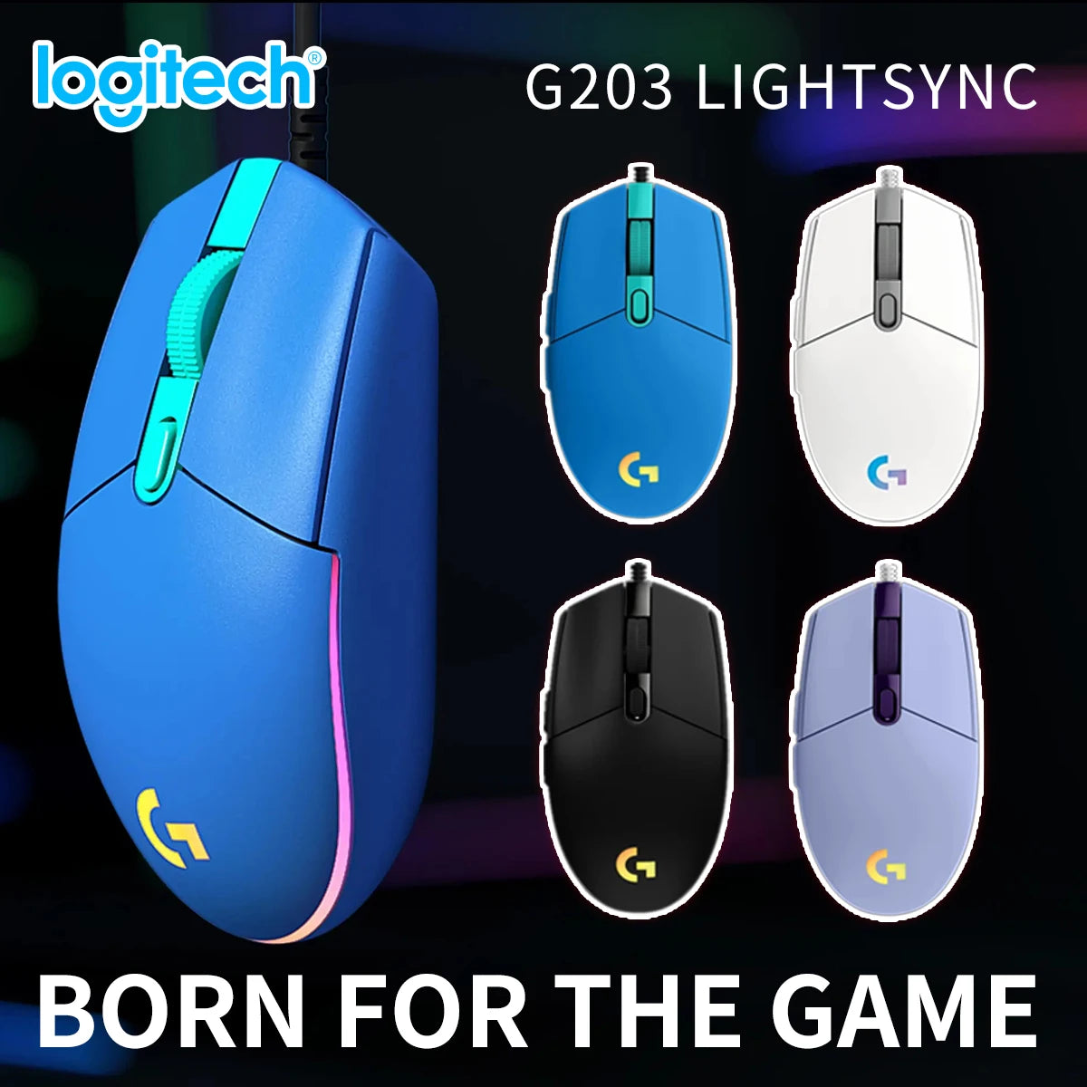 Logitech G203 Wired Gaming Mouse, Esports-Grade, 6 Programmable Buttons & Multi-Color for Competitive Games