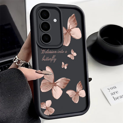 Gold Butterfly Soft TPU Case For Samsung Galaxy A55 A54 A15 A56 A16 A35 A53 A25 5G S25 S24 S23 S22 Ultra Plus S23 FE Phone Cover