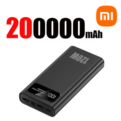 Xiaomi 120W Super Fast Charging 200000mAh High Capacity Power Bank Battery Digital Display Power Bank For Iphone Samsung Huawei