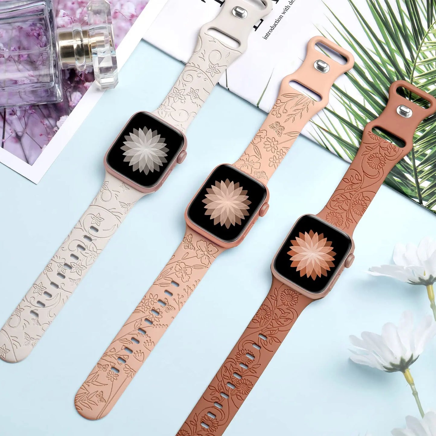 Strap For Apple Watch Band 40mm 44mm 41mm 49mm 45mm 46mm 42mm Silicone Engraved Bracelet iwatch Series ultra 2 10 9 SE 8 7 6 5 4