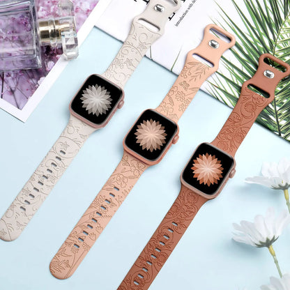 Strap For Apple Watch Band 40mm 44mm 41mm 49mm 45mm 46mm 42mm Silicone Engraved Bracelet iwatch Series ultra 2 10 9 SE 8 7 6 5 4