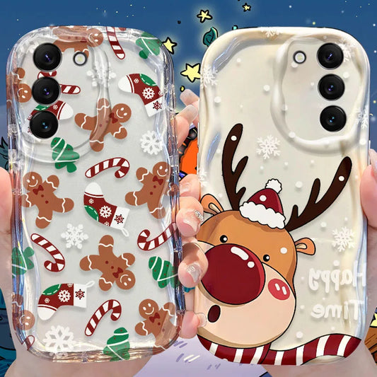 Christmas Pattern Case for Samsung Galaxy S24 S23 S22 S21 Ultra Plus S20 FE A73 A72 A71 A55 A54 5G A53 A52 A51 4G A50S A50 Cover