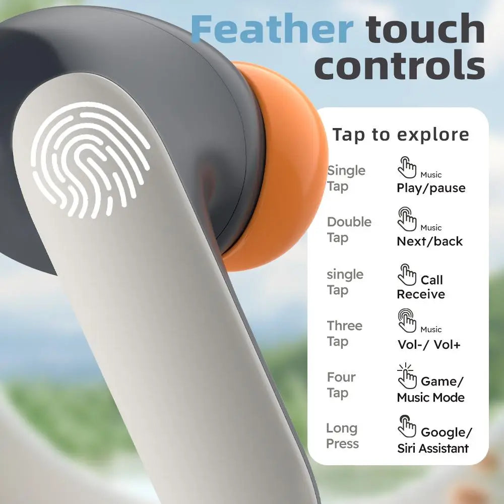 5.4 Bluetooth TWS Wireless Bluetooth Earphones Ultra-low Latency Dual Microphone ENC Noise Cancelling in Ear Bluetooth Earphones