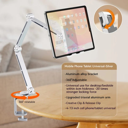 Aluminum Alloy Tablet Holder Stand Phone Clip Holder Rotatable Cantilever Home Live Desktop Holder Folding Bracket for Ipad Pro