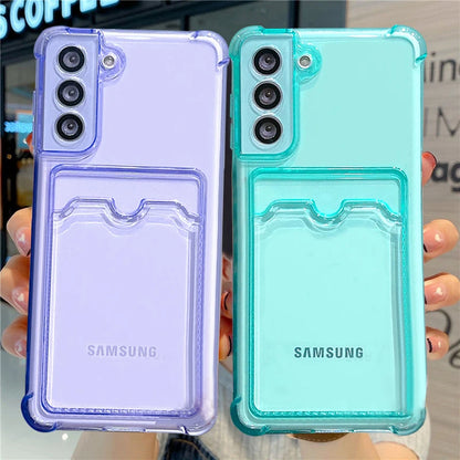 Card Bag Wallet Clear Phone Case For Samsung Galaxy A15 A25 A35 A55 A14 A24 A34 A54 A13 A23 A33 A53 S21 S22 S23 5G Bumper Cover