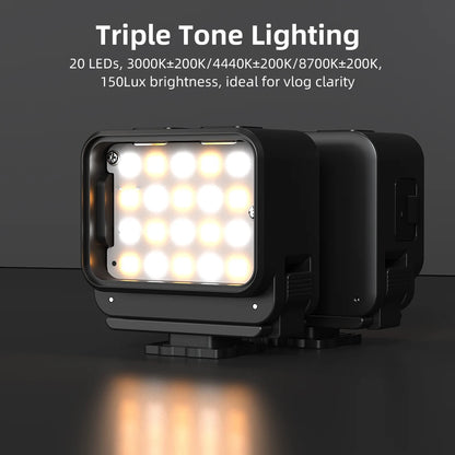 Flymile Action 6 Magnetic Selfie Light Video Lights for DJI OSMO Action 6/Nano Accessories 600MAh Adjustable 3000K/4440K/8700K