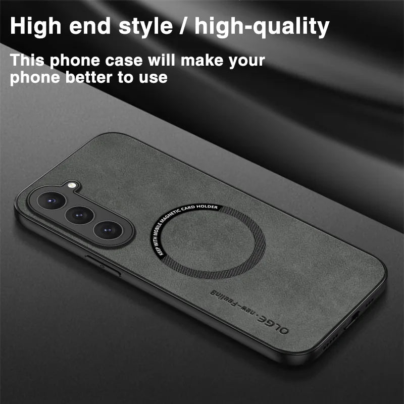 Magnetic For Magsafe Leather Case For Samsung Galaxy S23 S22 Ultra S21 FE S25 S24 Ultra Luxury Wireless Charge Shockproof Cover