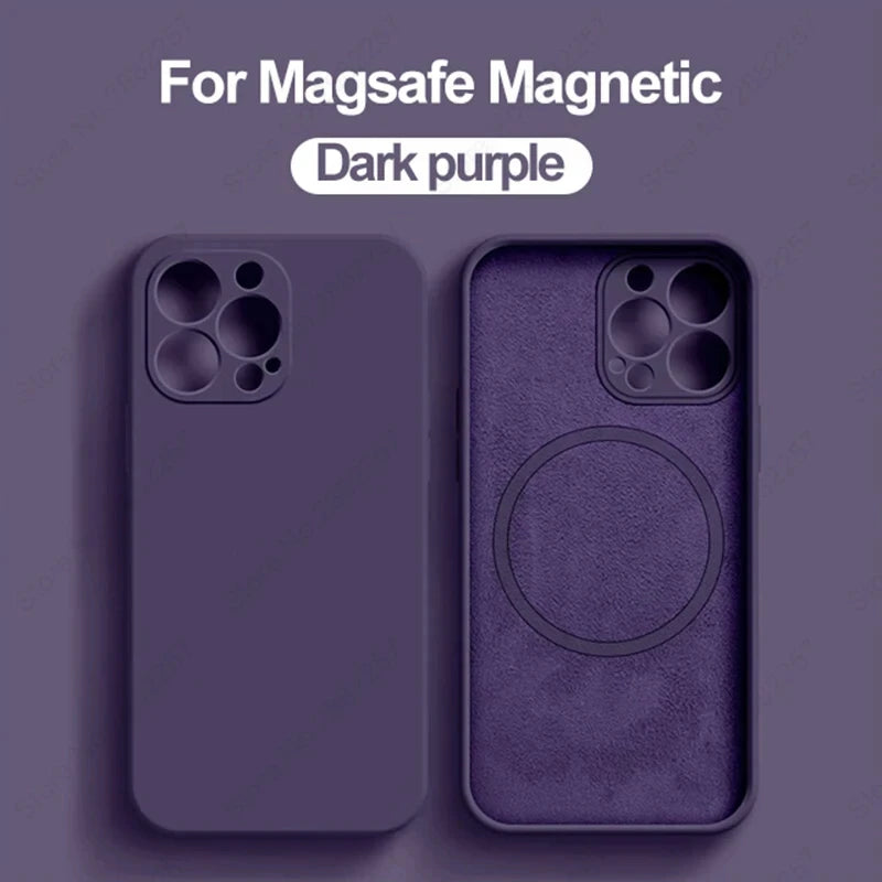 Liquid Silicone For Magsafe Magnetic Case For iPhone 16 15 14 12 11 13 Pro Max 16 Plus Wireless Charging Cover Phone Accessories