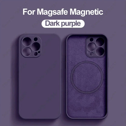 Liquid Silicone For Magsafe Magnetic Case For iPhone 16 15 14 12 11 13 Pro Max 16 Plus Wireless Charging Cover Phone Accessories