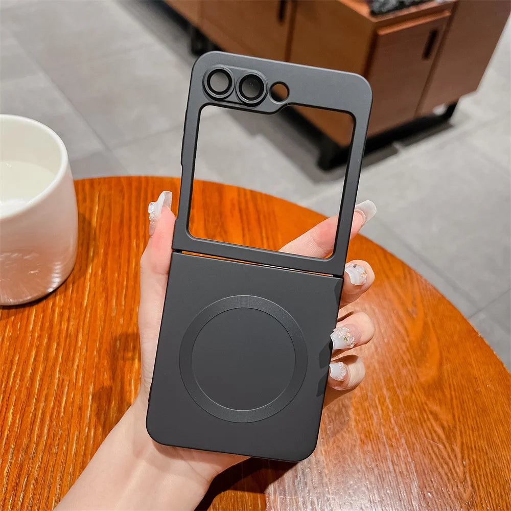 for Samsung ZFlip 4 Luxury for Magsafe Matte Case for Samsung Galaxy Z Flip 6 4 3 5 7 Flip4 Wireless Charger Soft Silicone Cover