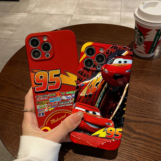 Cars Lightning McQueen 95 Phone Case for iPhone 16 15 14 13 12 11 Pro Max XS XR XSMax 6 7 8 Plus Glossy Film Hard PC Cover