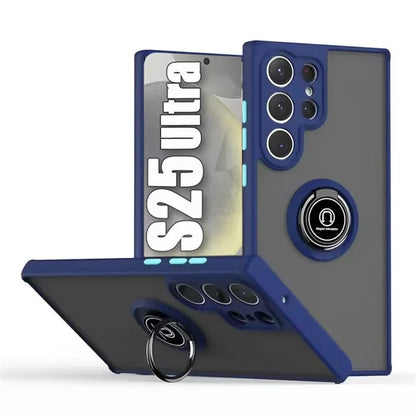 Magnetic Matte Case For Samsung Galaxy S25 S24 S23 S22 S21 S20 Ultra FE 5G S10 S9 Plus Lite Shock Proof Ring Holder Cover Funda