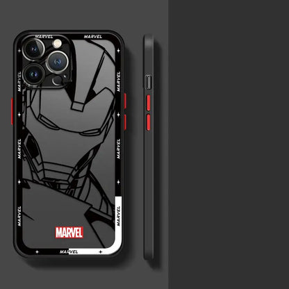 Phone Case for iPhone 16 15 11 12 13 14 Pro Max 16 Plus 12 Mini 7 8 MAX 16e Matte Soft Cover Shell Marvel Ironman Cool Logo