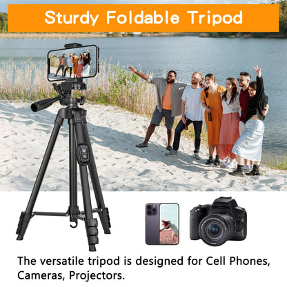 Tripod,60" Camera Tripod with Travel Bag,Cell Phone Tripod with Remote,Professional Aluminum Portable Tripod Stand