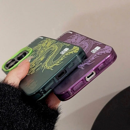 Luxury Dragon Embossed Phone Case for iPhone 15 Pro Max Plus 14 13 12 11 Pink Purple Green Black White Shockproof Phone Cover