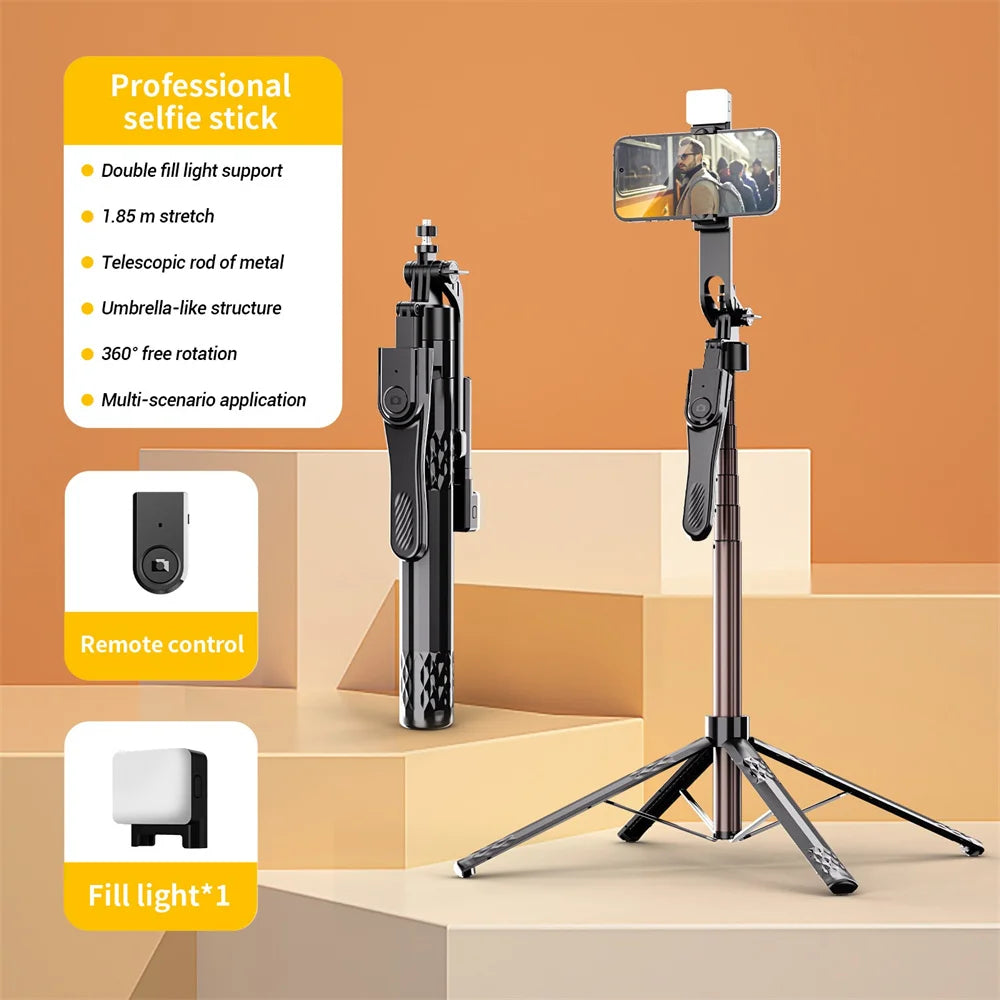 2025 NEW 1850mm Monopod Remote Shutter for iPhone Samsung Xiaomi Phone Holder four Tripod Wireless Bluetooth Selfie Stick