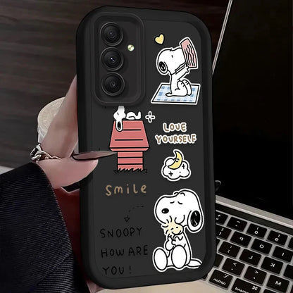 Cute Anime S-Snoopys Case For Samsung Galaxy S24 S25 S23 Ultra S22 S21 Plus FE A36 A56 A26 A16 A06 A15 A25 A35 A55 5G Back Cover
