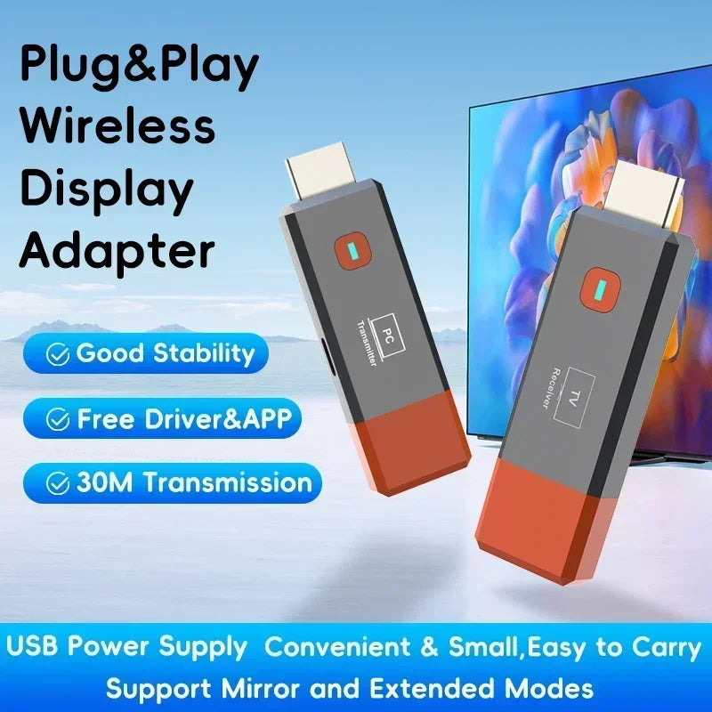 50M Wireless HDMI-Compatible Video Transmitter Receiver Kits Extender Adapter TV Stick Dongle for Monitor Projector Laptops PC
