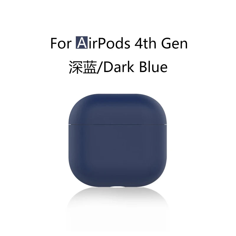 for 2024 AirPods 4 earbuds Solid color Earphone Protector cases with keychain liquid silicone soft for New AirPods 4 ANC Cases