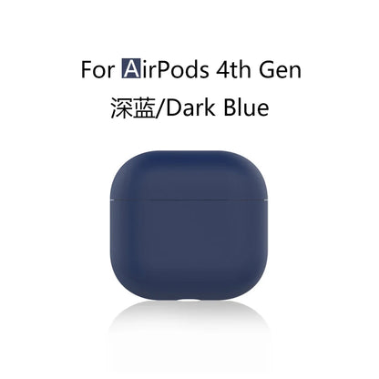 for 2024 AirPods 4 earbuds Solid color Earphone Protector cases with keychain liquid silicone soft for New AirPods 4 ANC Cases