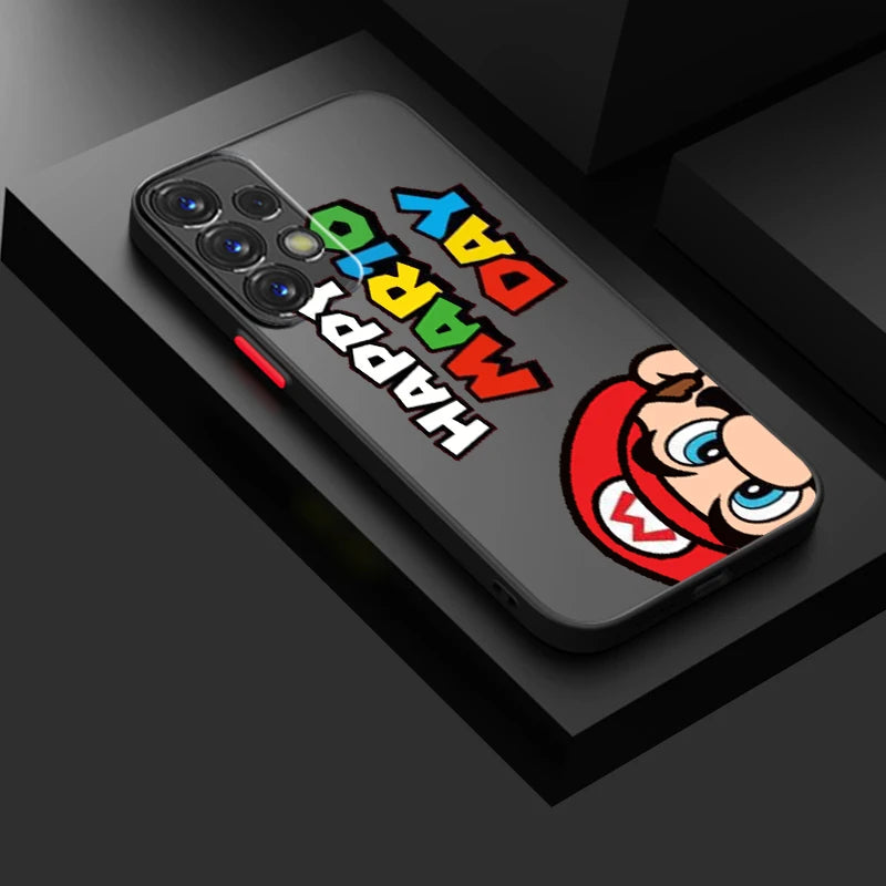 Anime Super M-Mario Cute Art Frosted Translucent For Samsung Note 20 A35 A03 A54 A31 A22 A34 A14 A24 A04 A55 5G Back Phone Case