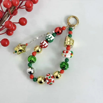 Christmas Mobile Phone Lanyard Cake Hand-painted Creative Beaded Mobile Phone Chain Car Keychain Pendant Earphone Accessories