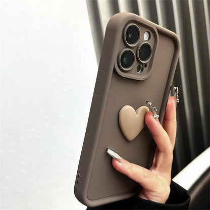 Luxury Cute 3D Love Heart Silicone Phone Case For iPhone 17 Air 16 15 13 12 11 14 Pro Max XR 16 Plus Shockproof Candy Back Cover