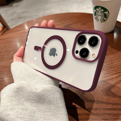 Luxury Clear Magnetic Wireless Charge For Magsafe Case For iPhone 16 15 13 12 11 Pro Max 15 14 Plus Phone Cases Shockproof Cover