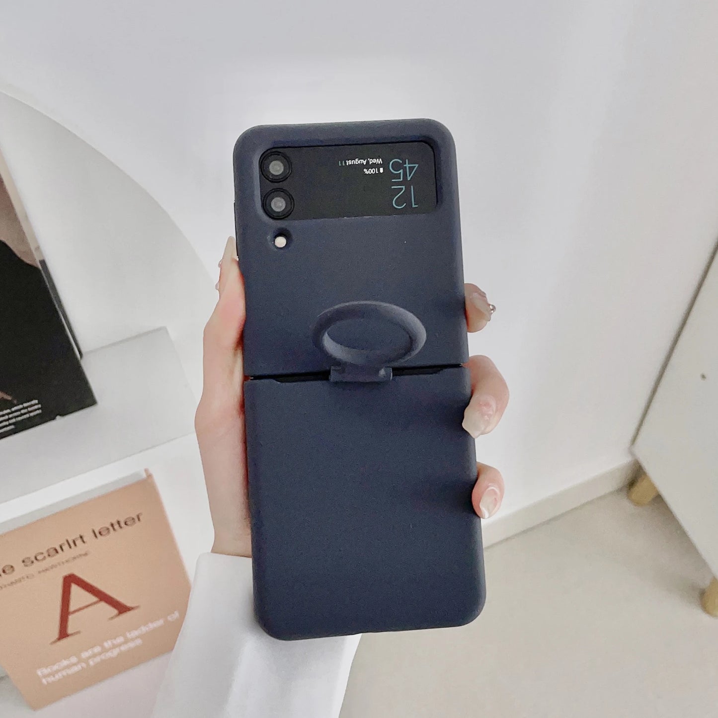 Liquid Silicone Ring Holder Case for Samsung Galaxy Z Flip 3 4 5G Flip4 Flip3 Flip2 Flip1 Foldable Full Protection Fashion Cover