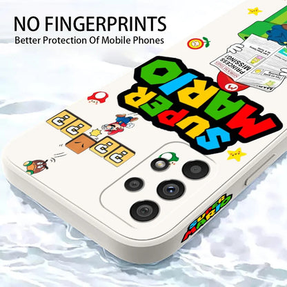 S-Super M-Marios B-Bros Cute Liquid Left Rope For Samsung A53 A52 A55 A32 A51 A71 A21S A13 A73 A55 A72 A23 A35 A05 5G Cover