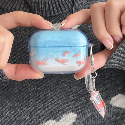 Cute and ornamental koi gradient earphone case for airpods 2 3 4 TPU soft protective cover for airpods pro 2 2nd charge box case