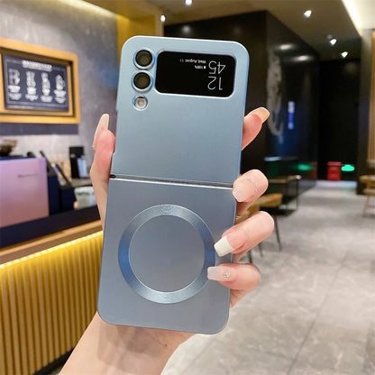 for Samsung ZFlip 4 Luxury for Magsafe Matte Case for Samsung Galaxy Z Flip 6 4 3 5 7 Flip4 Wireless Charger Soft Silicone Cover