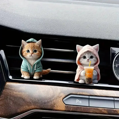 2pcs Cute Cat Acrylic Car Air Freshener - Long Lasting Scent Vent Clip Aromatherapy Decoration - Freshen Your Journey