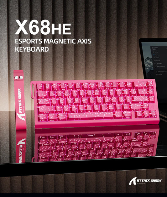 ATTACK SHARK X68HE Magnetic Keyboard Red Wired Mechanical for Pro Gaming 0.01mm Rapid Trigg 8000Hz SOCD/Rs 0.125ms 128K Rate