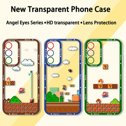 Cartoon Game Super Mario For Samsung Galaxy S23 S22 S21 S20 Pro FE Ultra A23 A52 A53 A71 Angel Eyes Transparent Phone Case
