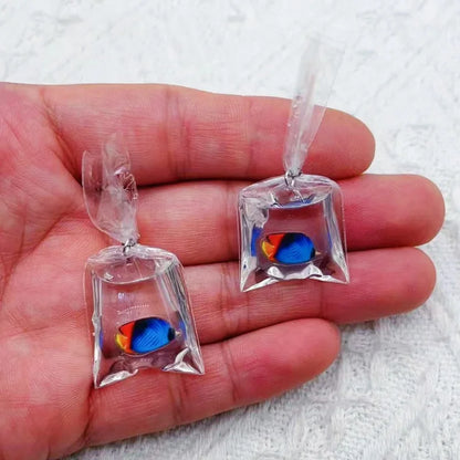 10pcs Coral Fish bag Resin Charms Ocean Transparent Small Fish In Water Bag Jewelry Pendant Jewelry Handmade DIY Material